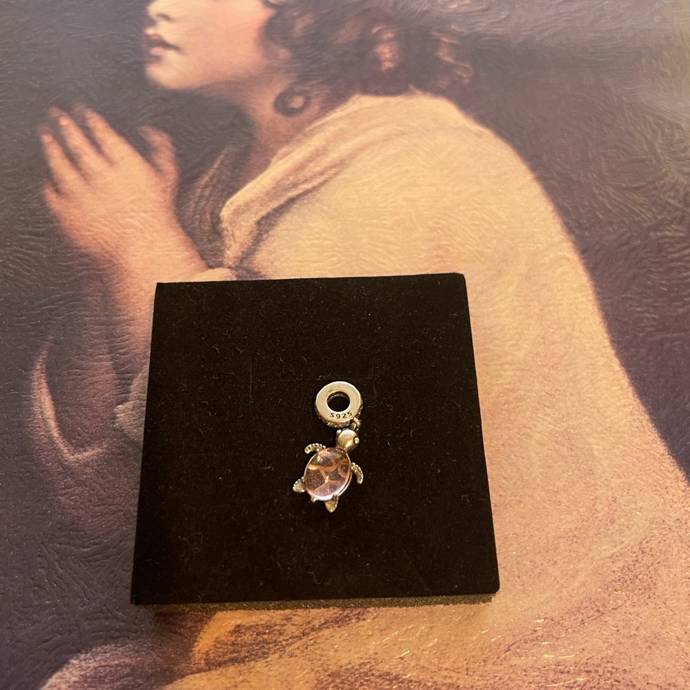 925 Silver Pink Gem Turtle Charm